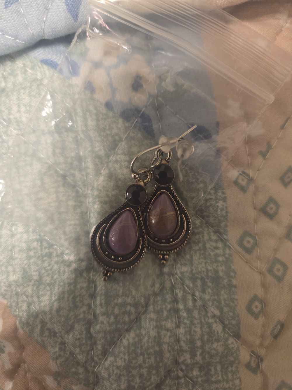 Purple Teardrop Stone Dangle Earrings - Women Jewelry